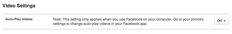 Facebook Auto Play Video Settings